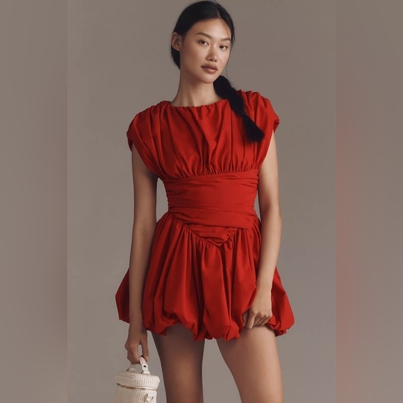 Anthropologie Dresses & Skirts - NWT! Anthropologie Red Extro&Vert Orla Sleeveless Pleated Bubble Mini Dress 🦢